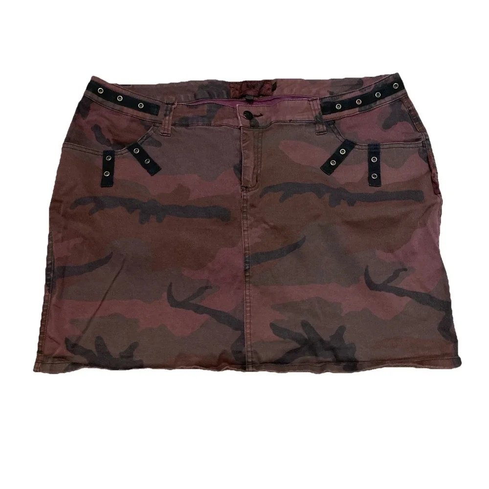 Tripp NYC Purple Camo Mini Skirt 20 Vintage Grunge Punk Y2K Gorpcore Goth Baddie
